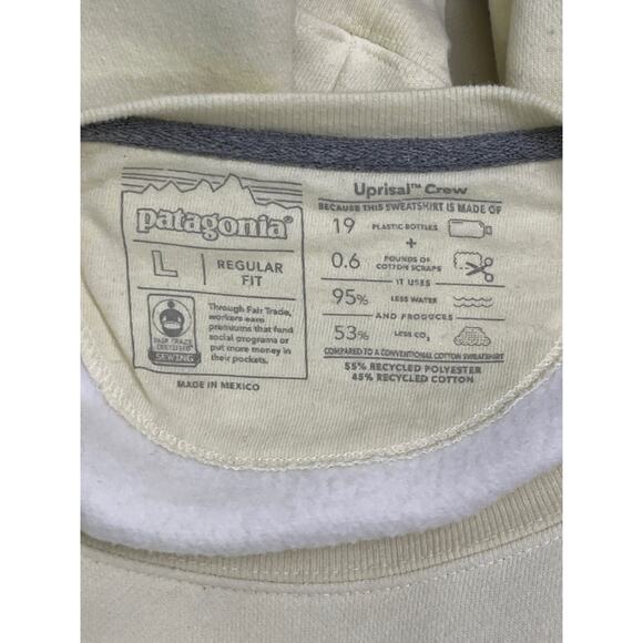 Patagonia Uprisal Crew Sweatshirt Mountain Stripe Logo Cream Size L - Picture 2 of 8